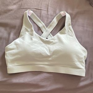 Light sage Running Girl sports bra, size M